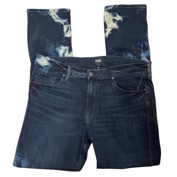 Paige Jeans Transcend Lennox Unique Tie Dye Pattern Whiskering Dark Blue Men 38 - Picture 3 of 14